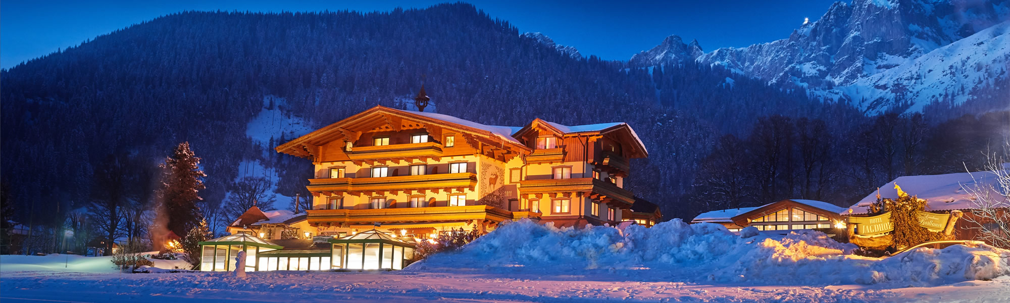 Hotel Pension Jagdhof in wunderschöner Abendstimmung